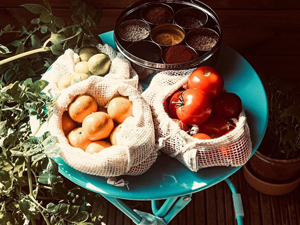 reusable cotton produce bags