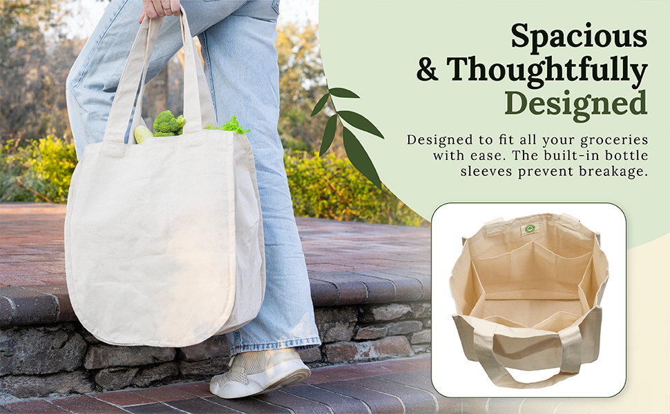 grocery tote bags with bottle sleeves