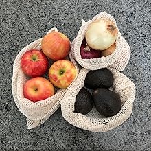 mesh net produce string cloth cotton apple onion potato avocado durable drawstring stretchable fresh