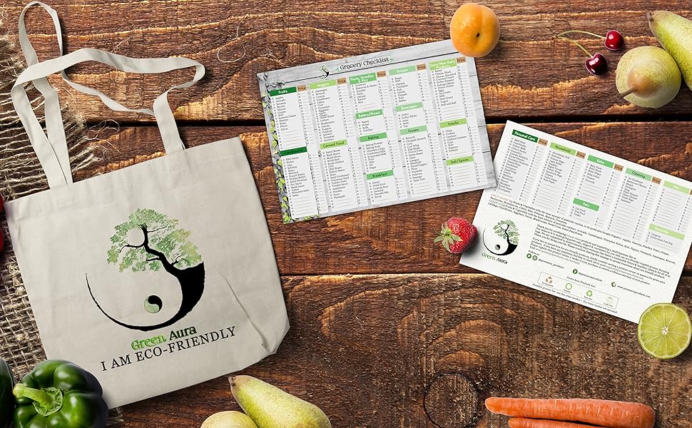 This beautiful premium quality Grocery Shopping Bag Comes with a Free Grocery Shopping List. 