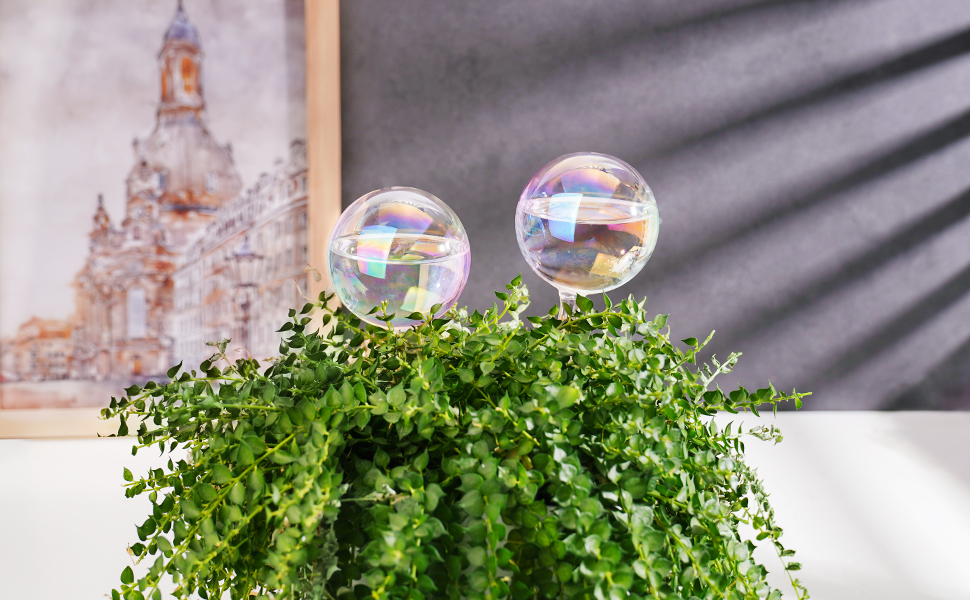 Light Iridescent Rainbow Gradient Color Clear Glass Self-Watering System Spikes