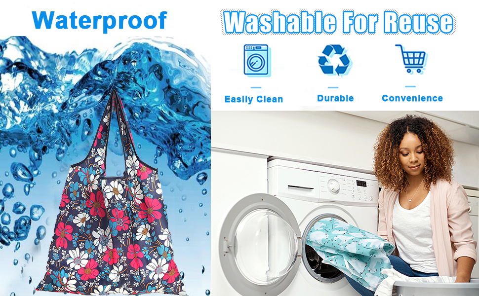 washable and waterproof reusable shopping bag