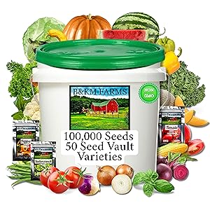 100,000 Seeds 50 seed vault varities in a high grade storage container for longterm use