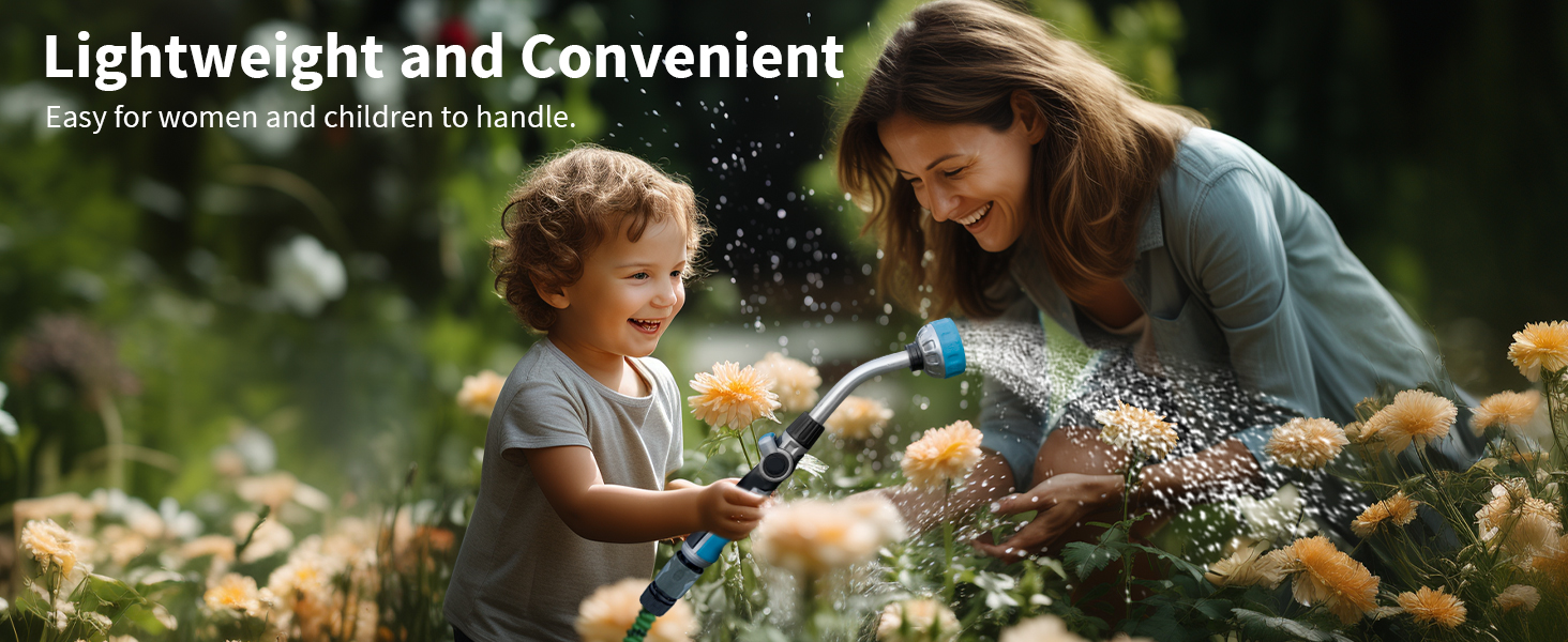 Watering Wand Heavy Duty, Metal Garden Hose Wand with 8 Spray Patterns, 18-Inch Hose Nozzle Sprayer