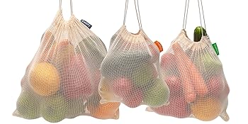 Durable and heavy duty cotton mesh bags with 2 strings