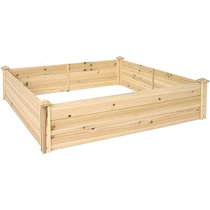 wooden raised garden bed