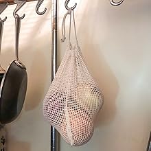 mesh net produce string cloth cotton apple onion potato avocado durable drawstring stretchable fresh