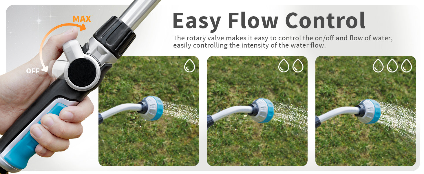 Watering Wand Heavy Duty, Metal Garden Hose Wand with 8 Spray Patterns, 18-Inch Hose Nozzle Sprayer