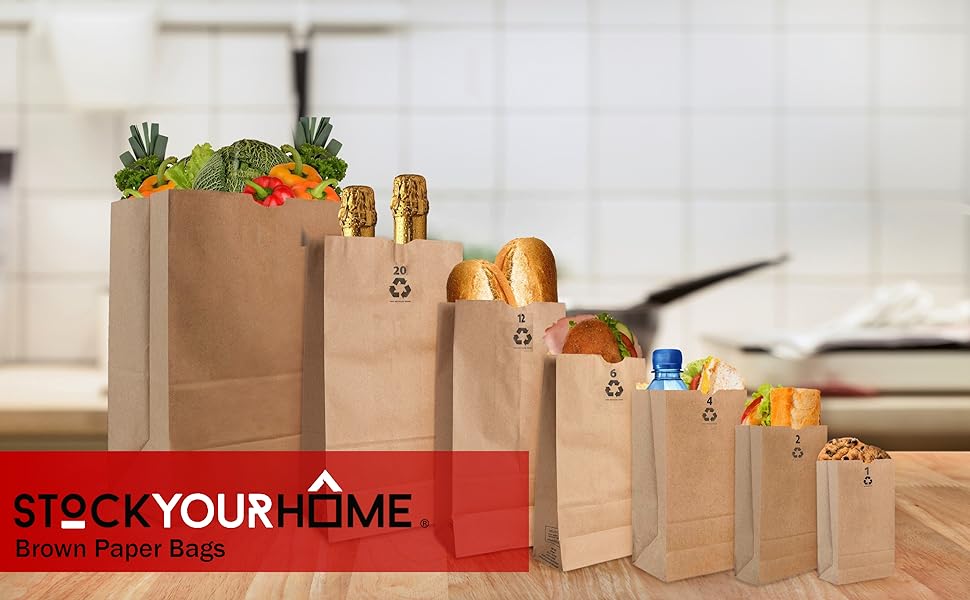 Kraft Paper Bags - Brown Paper Bags for Lunch - Grocery Deli Paper Bags - Paper Sandwich Bags
